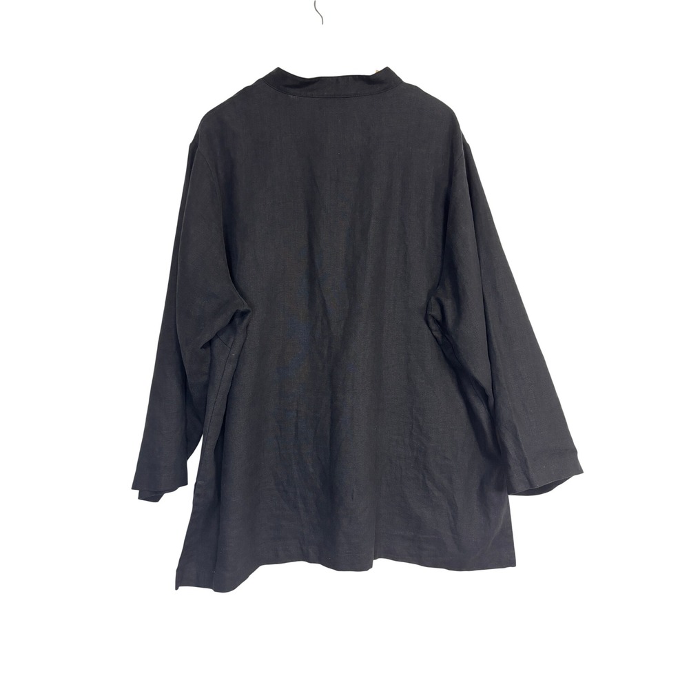 Silhouettes Linen Tunic Top Womens 24 Black Career Lagenlook Minimalist Classic - Picture 3 of 10